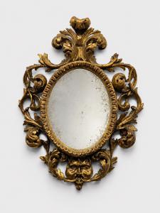 Gilded Roman cartouche mirror – 18th century